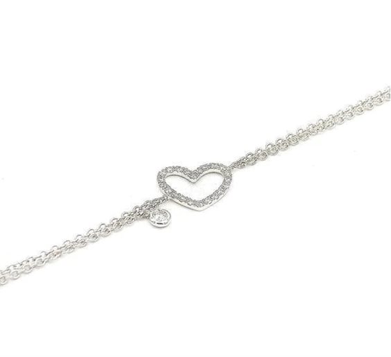 Bracciale Crivelli Donna Cuore in Oro bianco Diamante 0.18 Ct 234-3596-BR - 234-3596-BR